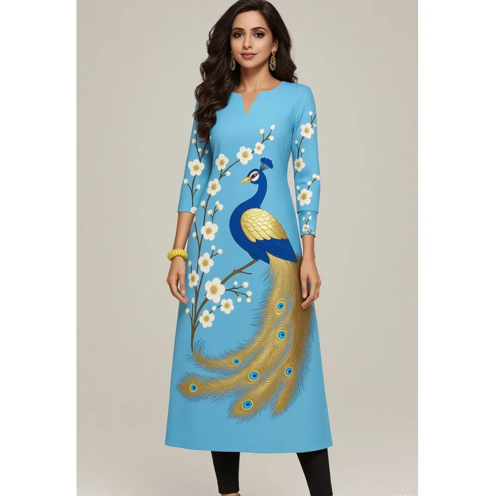 무슬림 쿠르트 캐주얼 패션 드레스 긴 소매 스트레이트 튜브 캐주얼 민족 꽃무늬 아바야 여성 무슬림 드레스 공작새 소매 아바야