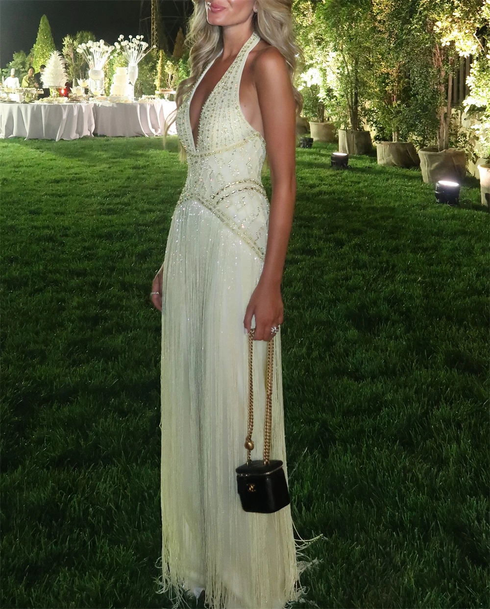 

Customized Charming Yellow Jersey Evening Dress Exquisite Halter Sleeveless Homecoming Dress Fashion Special Occasion Gowns