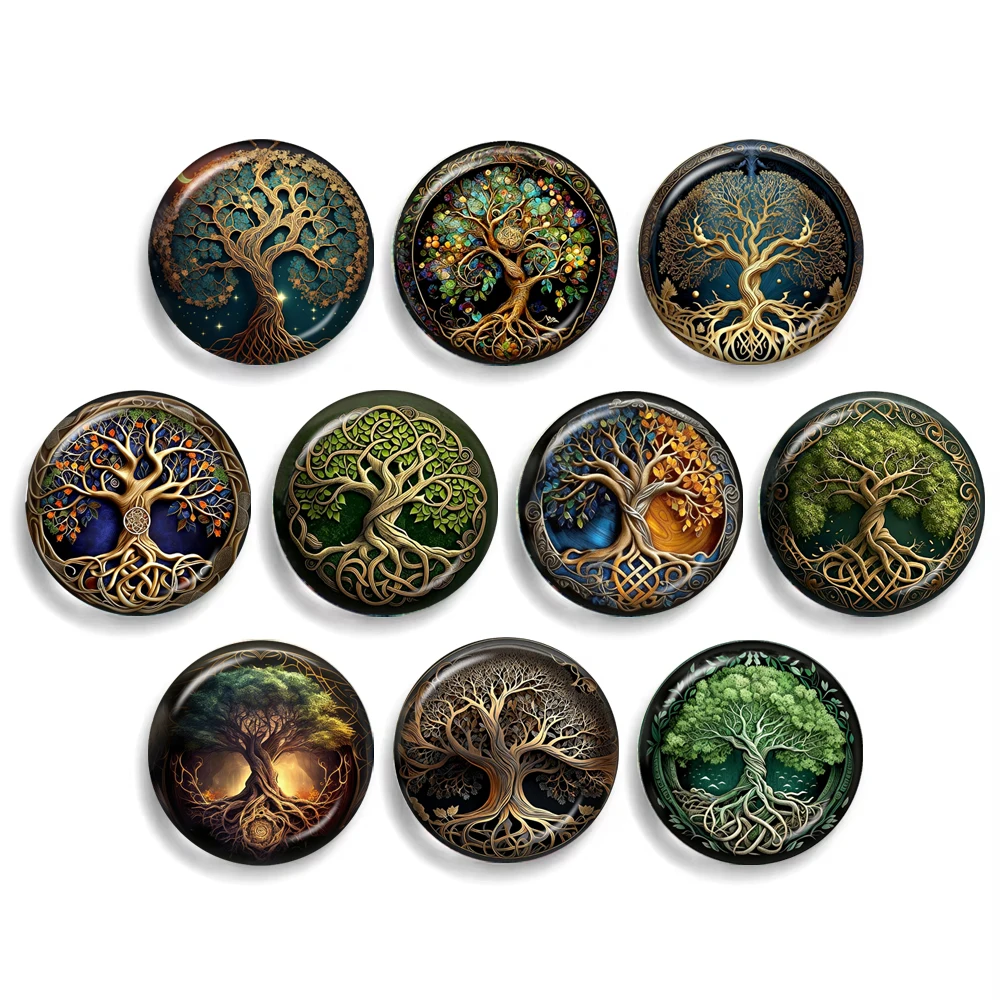 Fashion Punk Life Of Tree Art Patterns 12mm/14mm/18mm/20mm/25mm/30mm runde Foto-Glascabochons mit flacher Rückseite für die Herstellung von Schmuckstücken