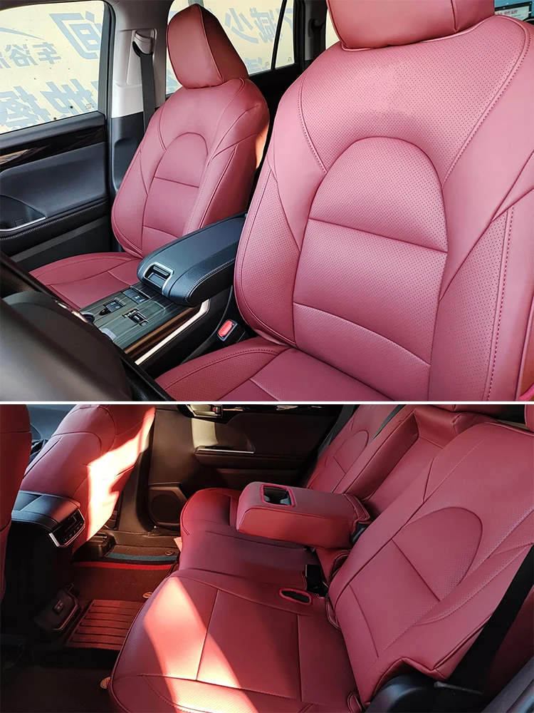 For Toyota Highlander Custom Made for Car Accessories Seat Covers 3 rows 6 7 8 Seats Luxury Genuine Leather Middle Part