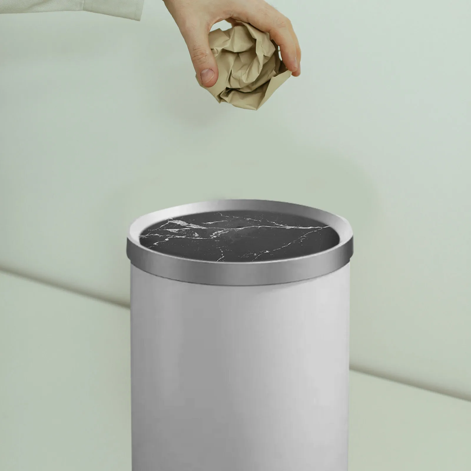 تقليد سلة المهملات الرخامية غطاء غطاء القمامة أعلى شعبية الأغطية علب المطبخ جزء القمم السوداء في الهواء الطلق #4