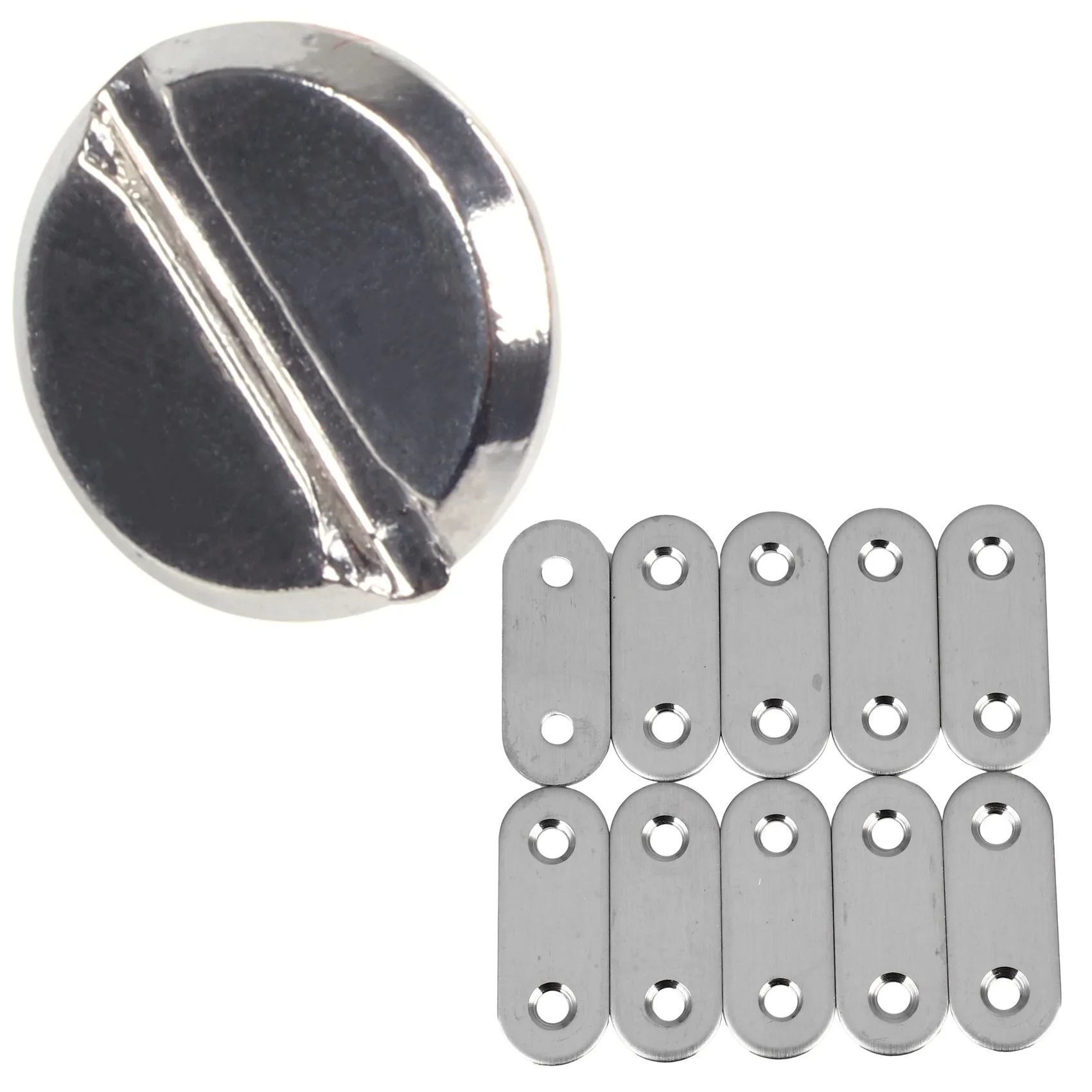 الفضة المسمار حزام ملزمة مع لوحات إصلاح مسطحة ، إصلاح إصلاح الانضمام بين قوسين ، 40x15 مللي متر ، 5x6mm