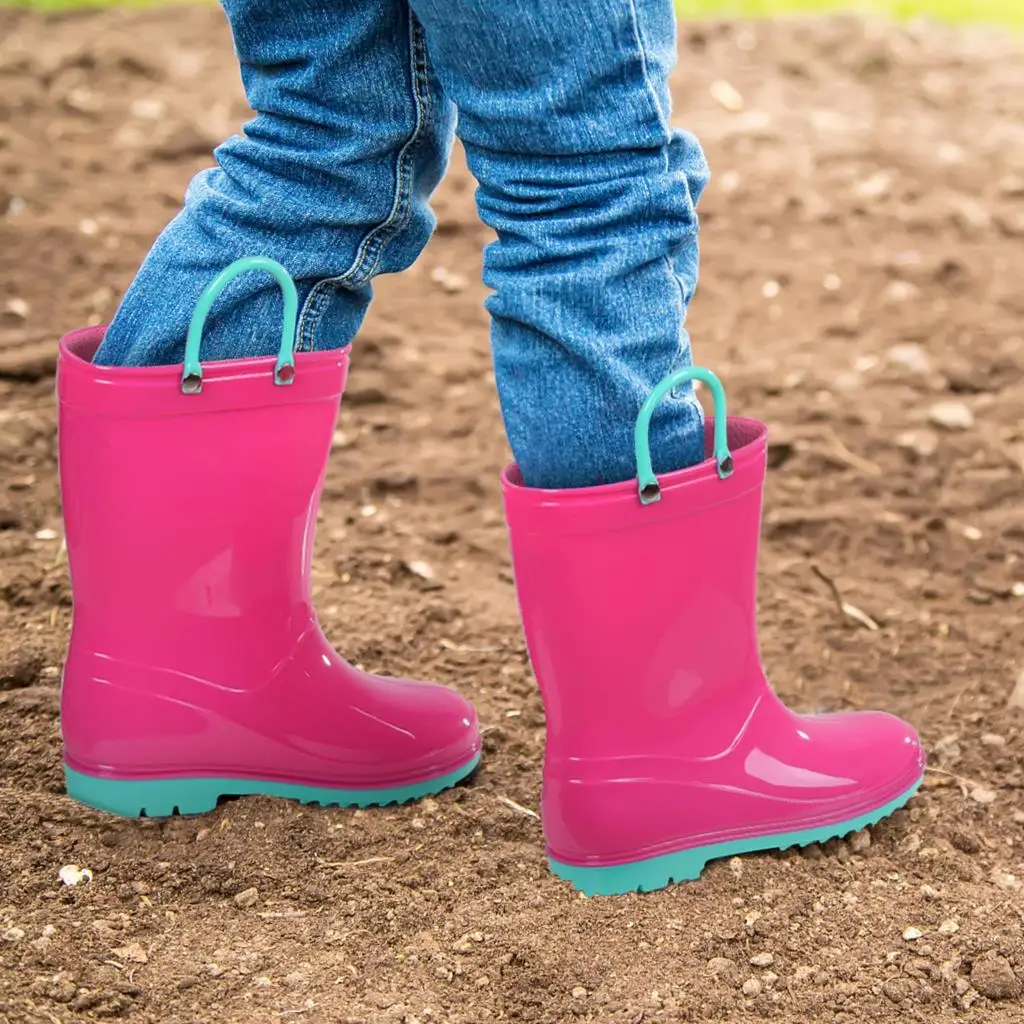 Botas de lluvia Evshine para niños, suela de goma, botas impermeables para exteriores para niños y niñas, Botas de lluvia para niños con bonitos