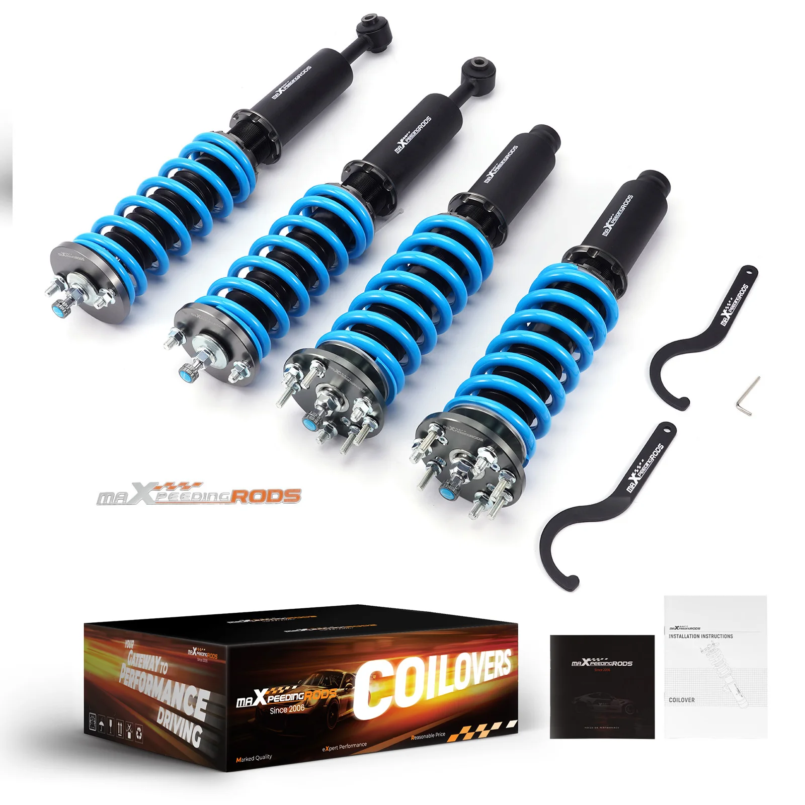 Coilovers for Honda Accord 2003-2007, 24 Levels Adjustable Coilovers Suspension Kit, Height Adjustable Shock Absorber Struts, T6 Upgraded Lowering Kit, Blue