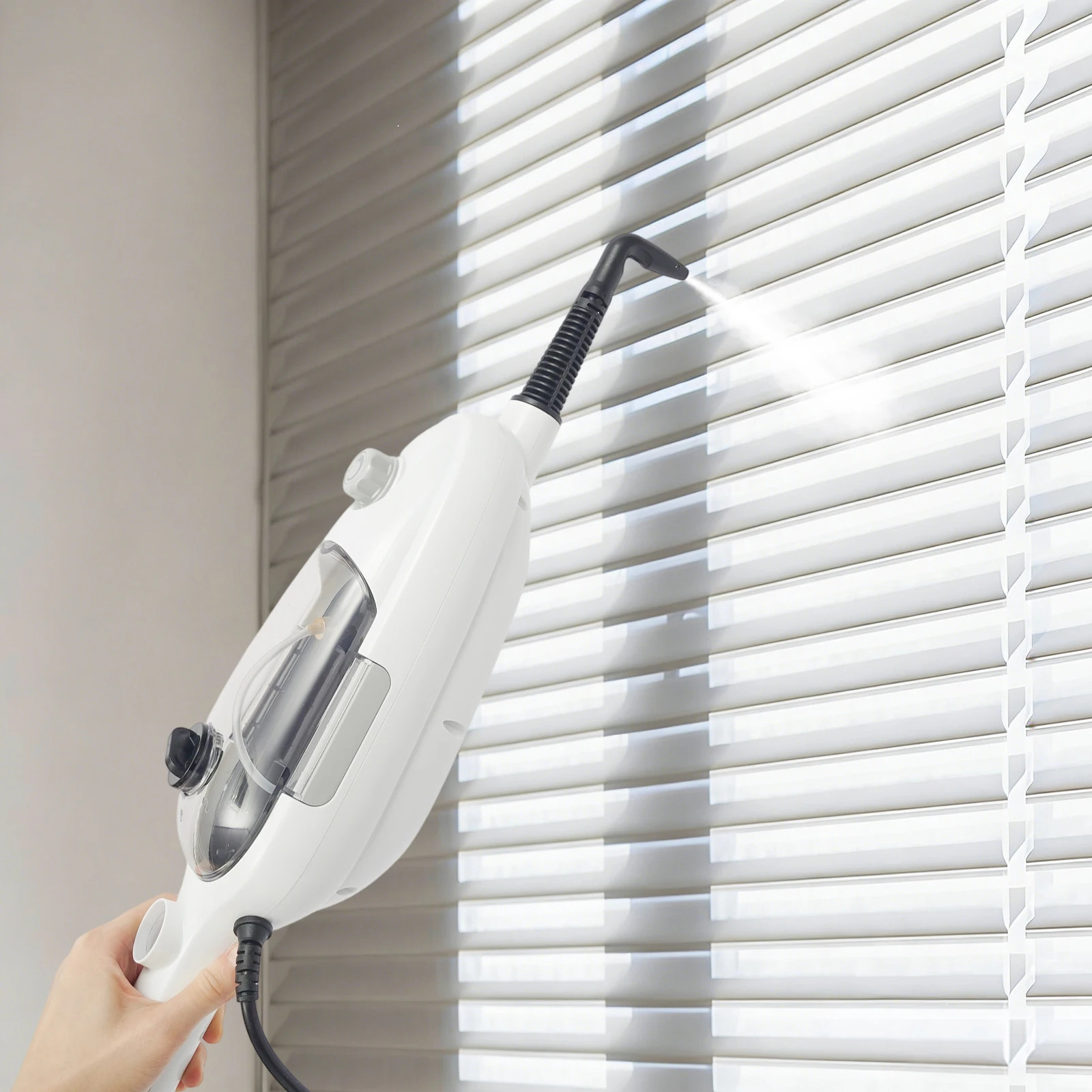 Mopa de Vapor 10 en 1 para Pisos Duros, Ventanas y Muebles, Limpieza Profunda y Potente, Cabezal Giratorio, Ligera, Eficiente y Resistente a Impactos