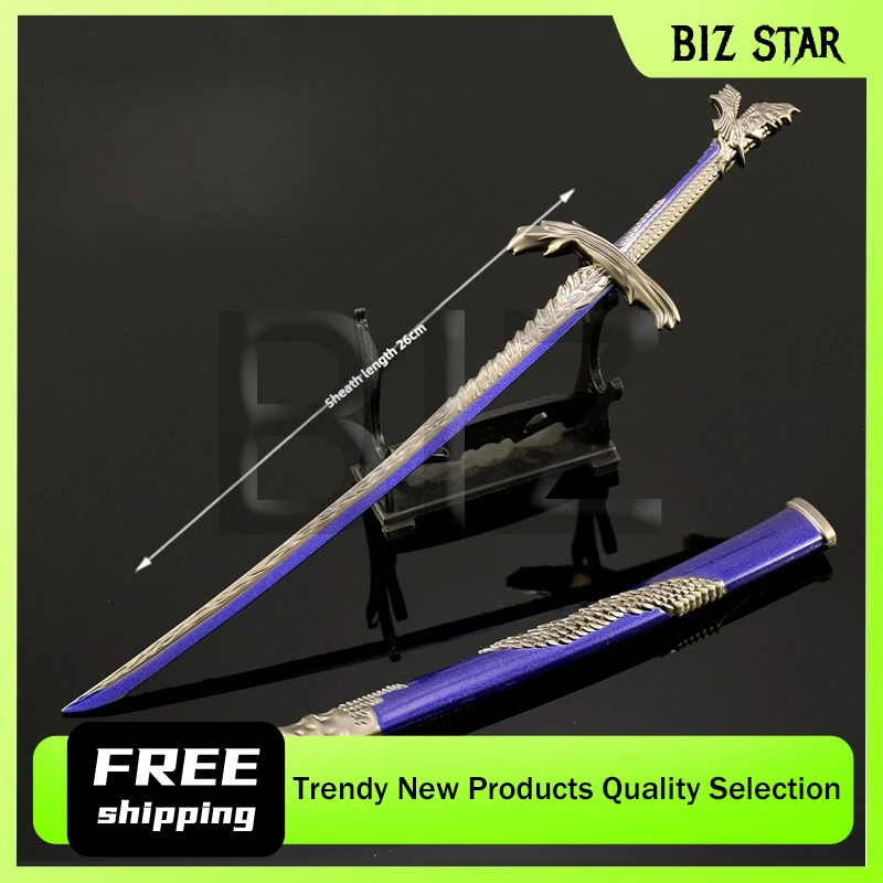 Eldenn – périphériques de jeu, grand couteau à échelle de Dragon avec gaine, épées de samouraï, modèle d'arme en métal, jouet d'ornement de bureau, 26cm/10.23 pouces