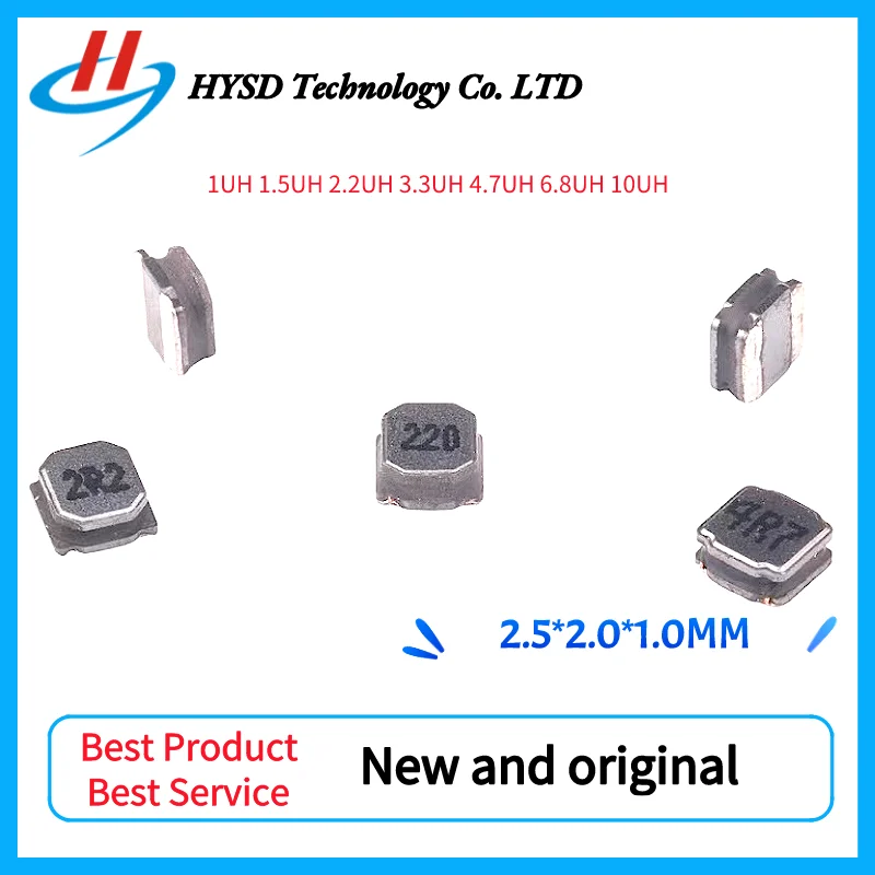 50PCS SMD Magnetic glue Inductor NR201610 1/1.5/2.2/3.3/4.7/6.8/10uH 1R0 1R5 2R2 3R3 4R7 6R8 NR2016 Inductance 2.5*2*1MM