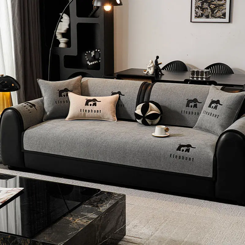Light Luxury Chenille Sofa Cushion All-season Universal 2026 High-end Living Room Cushion Simple Sofa Cover Non-slip Solid Color