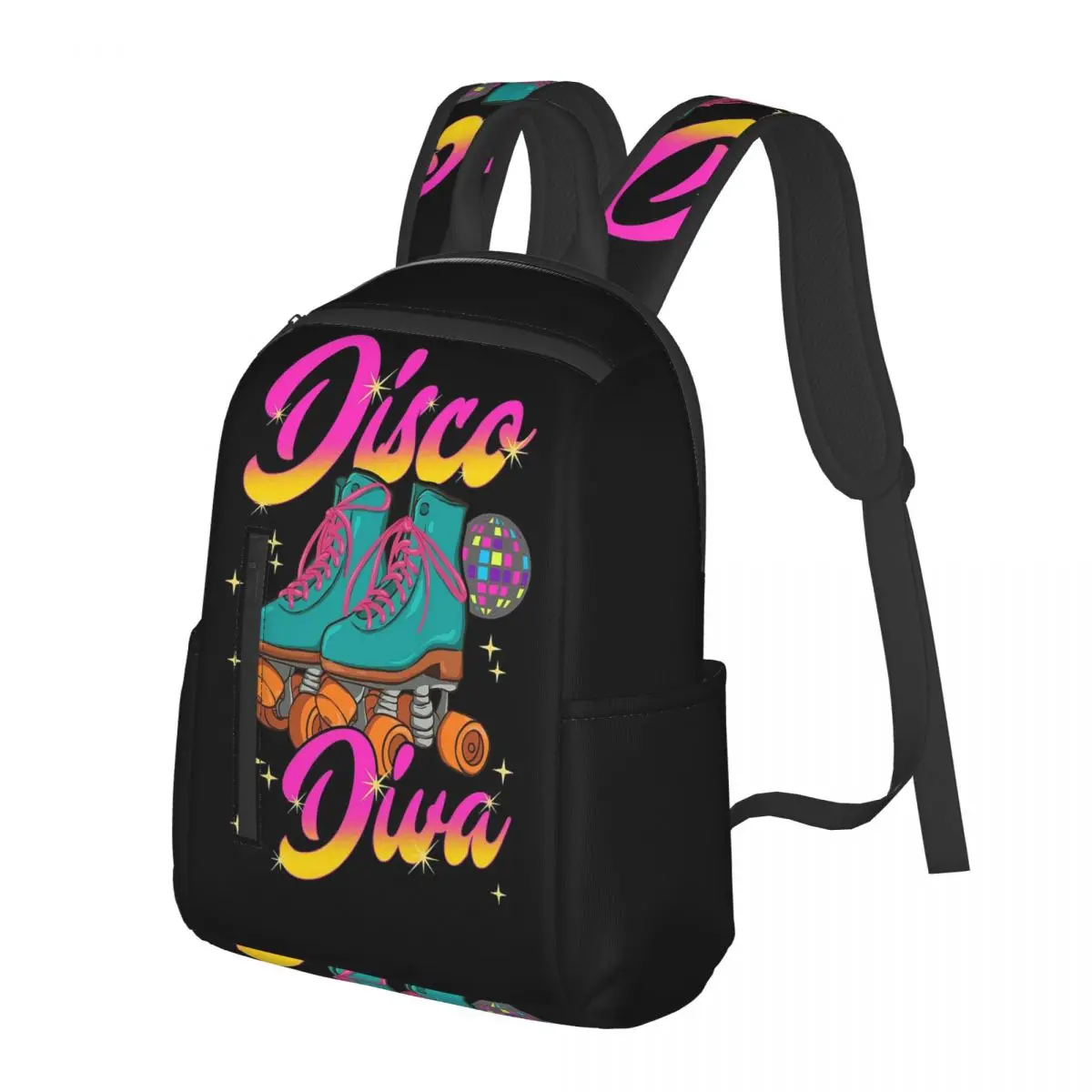 Retro Roller Skates Colorful (3) Student Backpack School Bag Hiking Travel Daypack for Men Women Bookbag Shoulder Bags