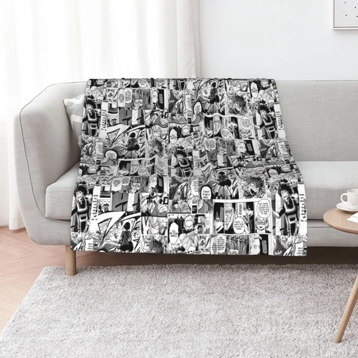 

Manga panels MHA Throw Blanket Thin Retros Cute Plaid Bed Blankets