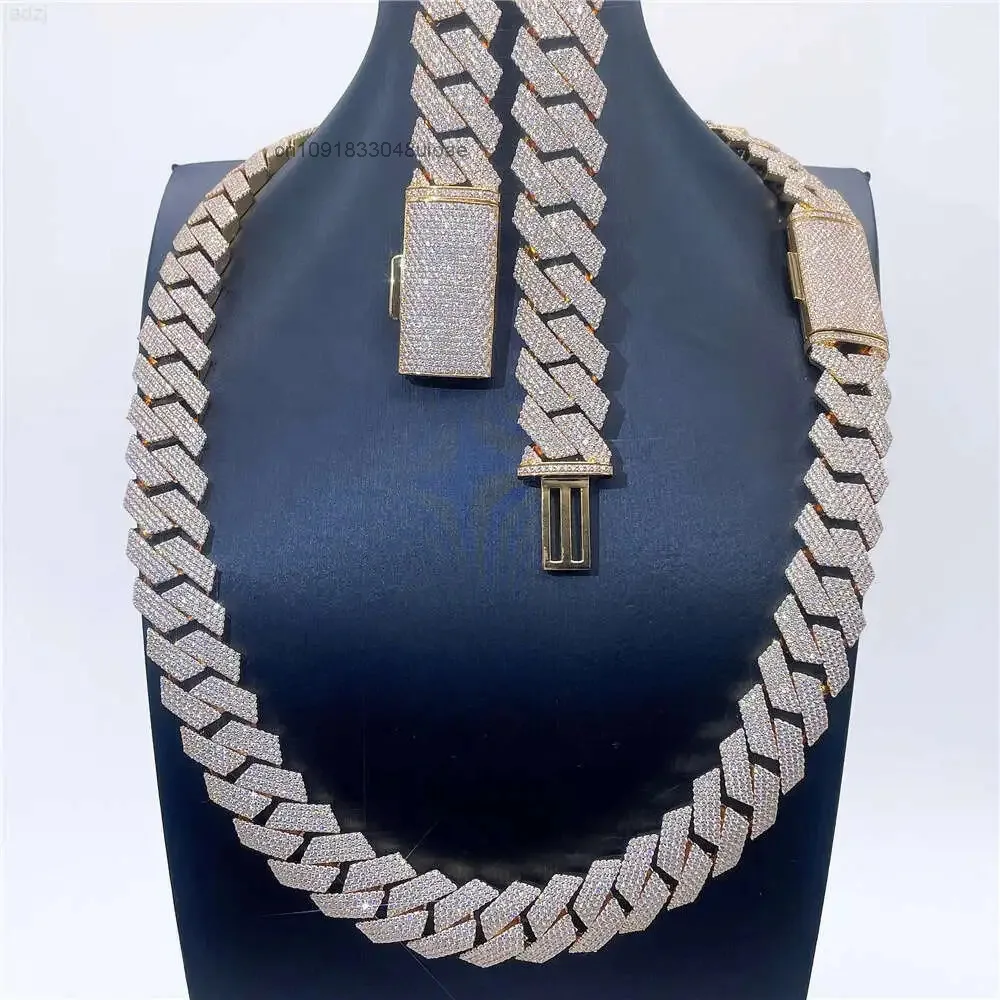 

Gra Certificate Silver Jewelry 18mm 4 Tones Vvs Moissanite Diamond S925 Gold Plated Cuban Chain Necklace