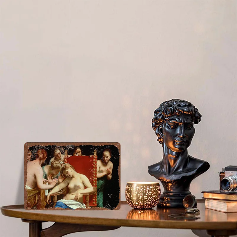 Death of Cleopatra Painting Printed Poster Customized Wall Art Retro Vintage Metal Tin Signs for Home Man Cave Decoration Room