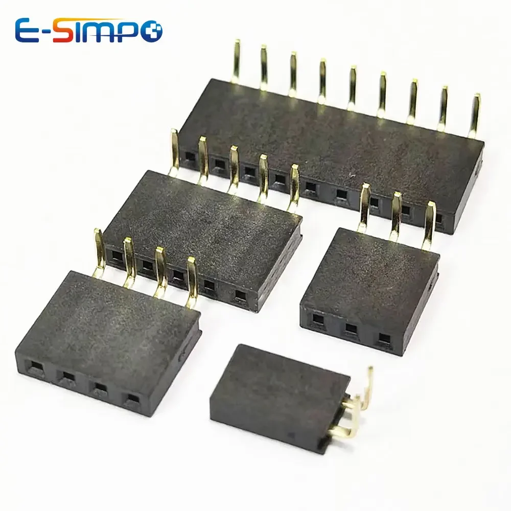 10pcs 2.54mm Right Angle Bent Single Row 90D PH8.5 3P 4P 5P  6P 7P 8P 40P Rohs Goldplated PCB Female Pin Header Socket Connector