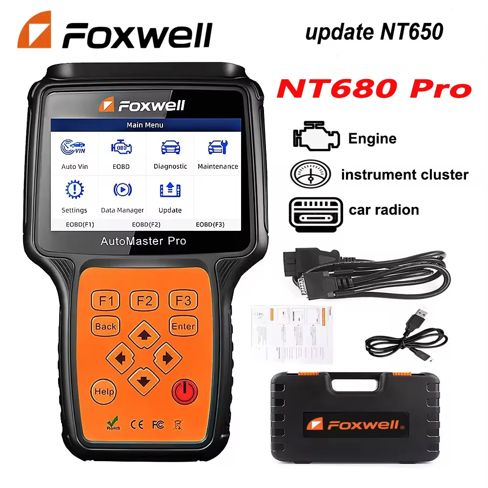 

Сканер Foxwell NT680 Pro для всех систем, инструменты для сканирования с добавлением специальных функций, обновление Foxwell NT650 Elite NT630 Plus, лучшее качество