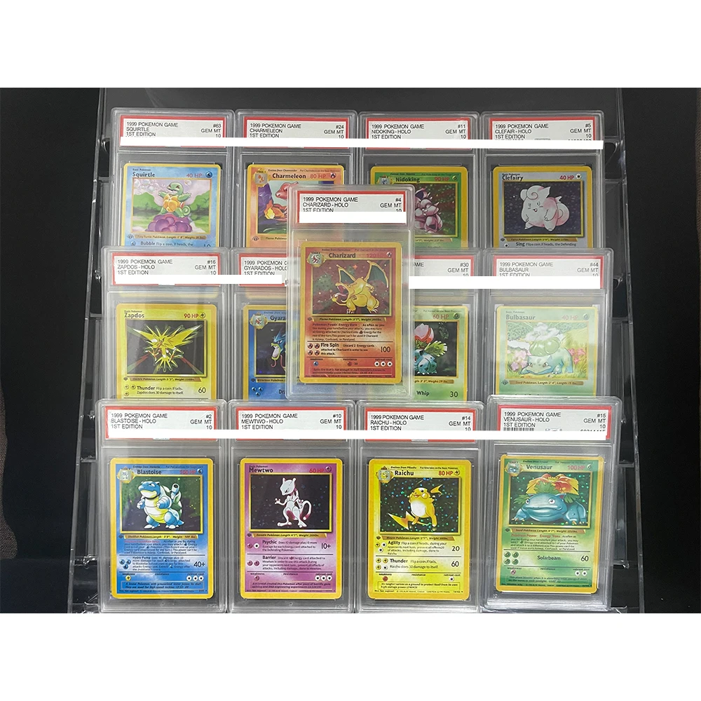 POKEMON Jogo de cartas em inglês 1a edição MEWTWO CHARIZARD GYARADOS BLASTOISE HOLO Grau Gem Mint 10 Cartão de coleção
