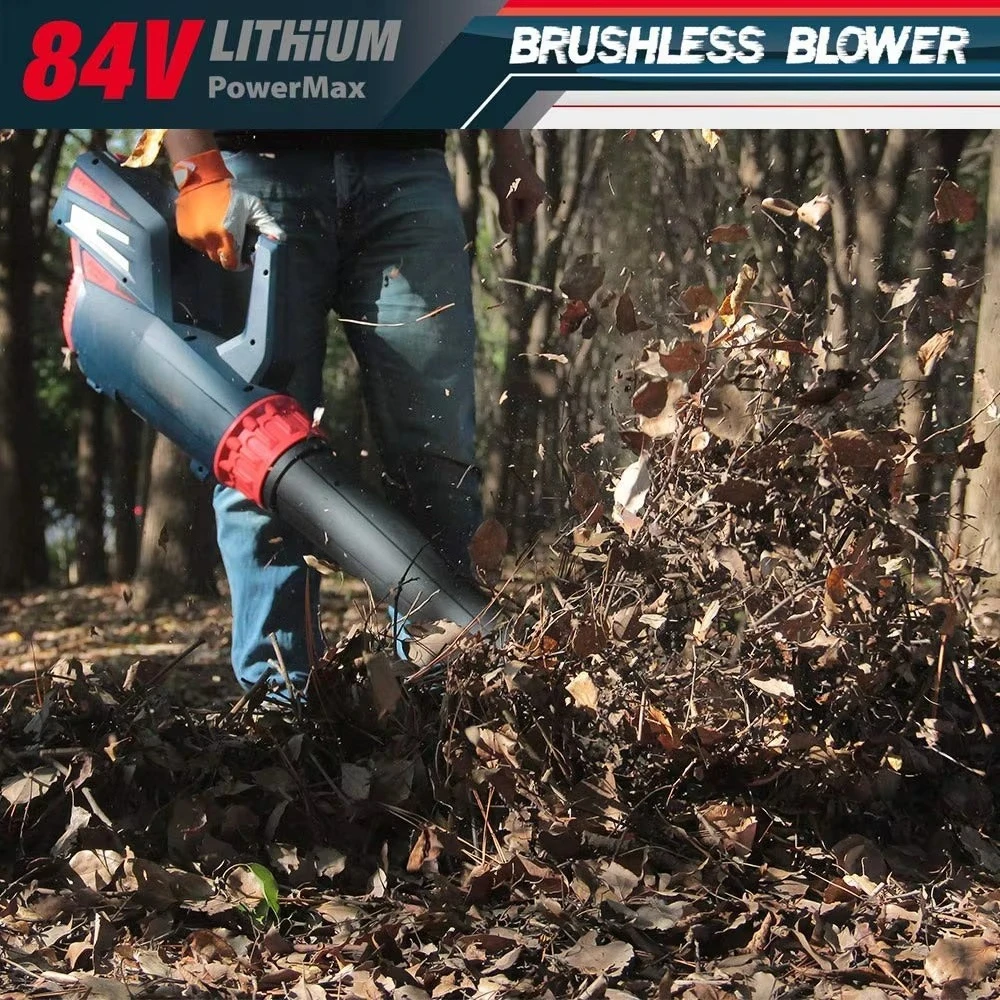 CE GS Certificate Worth Garden Leaf Blower 84V Brushless Leaf Blower Garden Hand Manual Cordless Electric Battery Leaf Blower