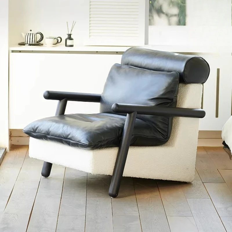 

Lounge chair, leather single sofa, living room, high-end lazy sofa chair