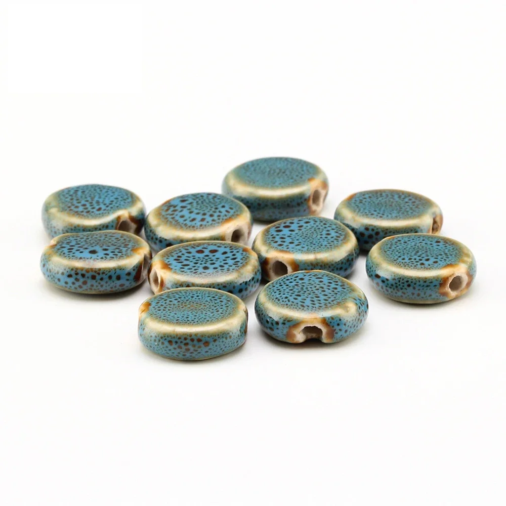 10Pcs Charm Flat Round Ceramic Beads For DIY Bracelet Jewelry Making Accessory Cube Square Chinese Porcelain Spacer Bead Crafts