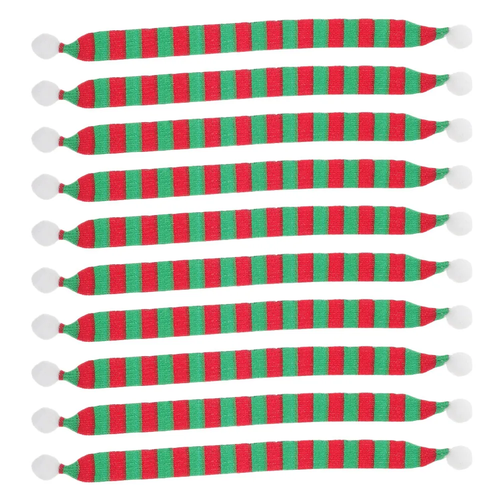 

Набор из 10 мини-шарфов для поделок: украшение для снеговика, маленькие полосатые шарфы, праздничные DIY-украшения, аксессуары для одежды для домашних животных