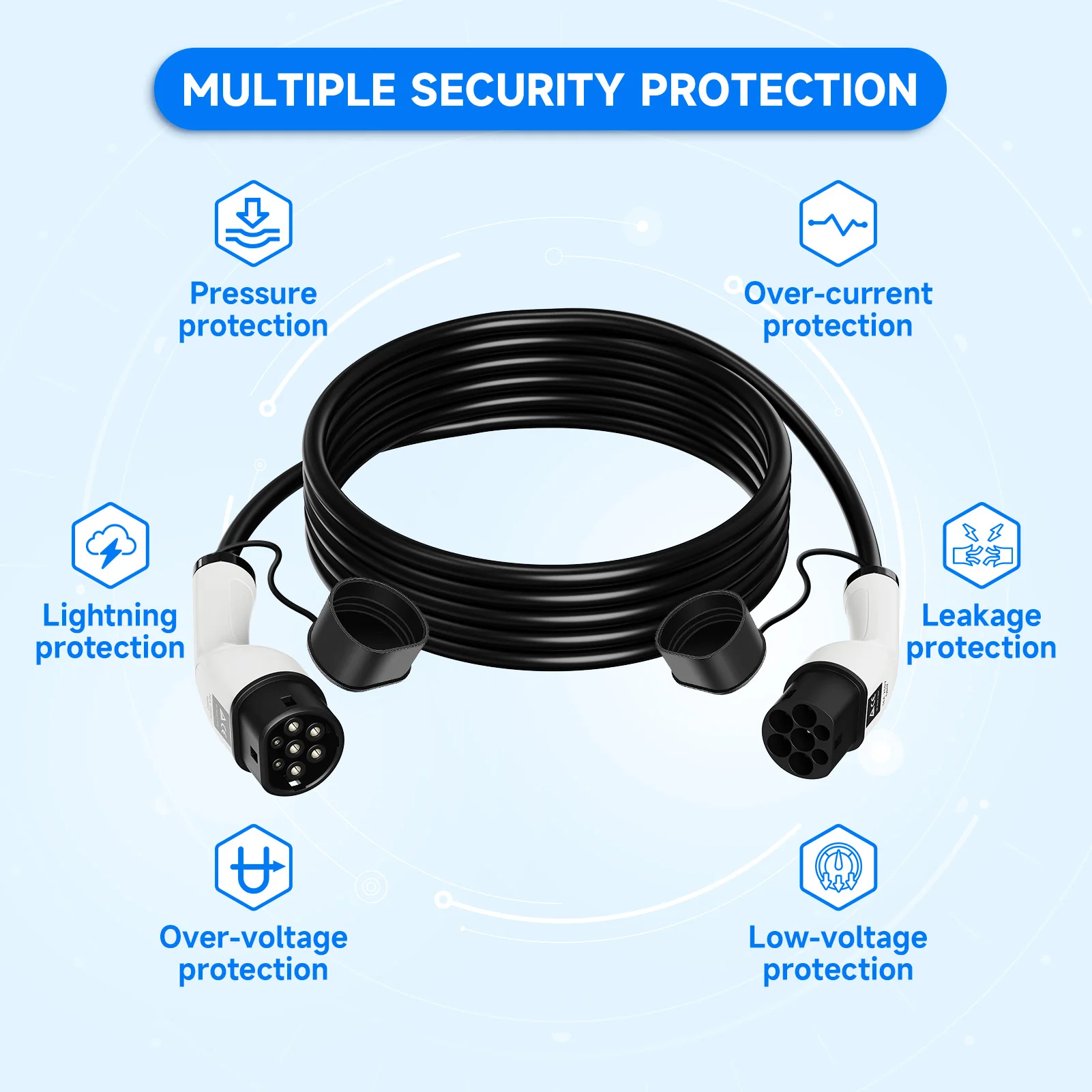 AFEEV Type2 to Type2 Portable EV Charging Cable 11KW 22KW 32A 3Phase Female to Male Plug 3.5KW IEC62196-2 EVSE Charging Station