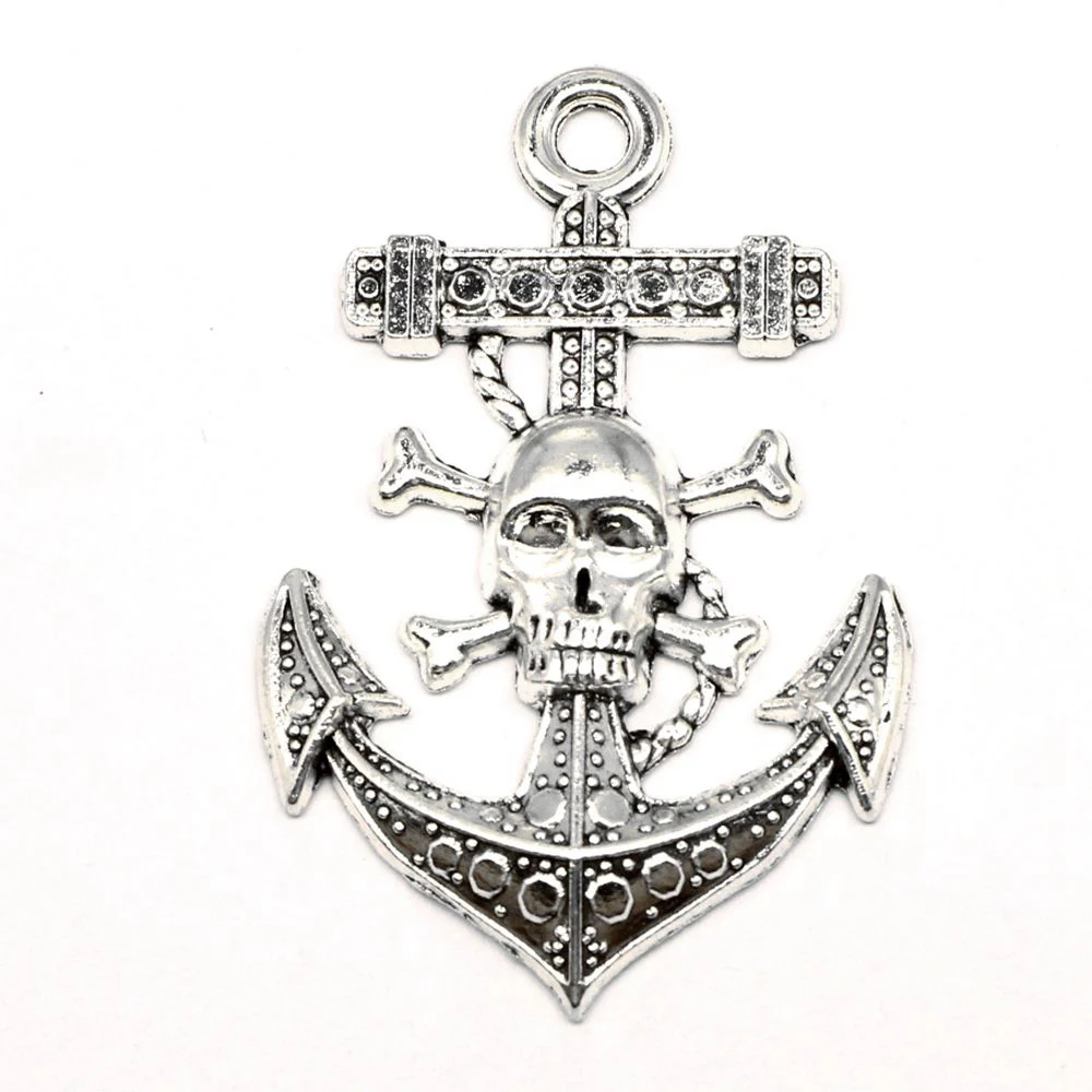 

Anchor Charms Woman Pendant For Crafts Woman Jewelri 55x37mm 2pcs Antique Silver Color