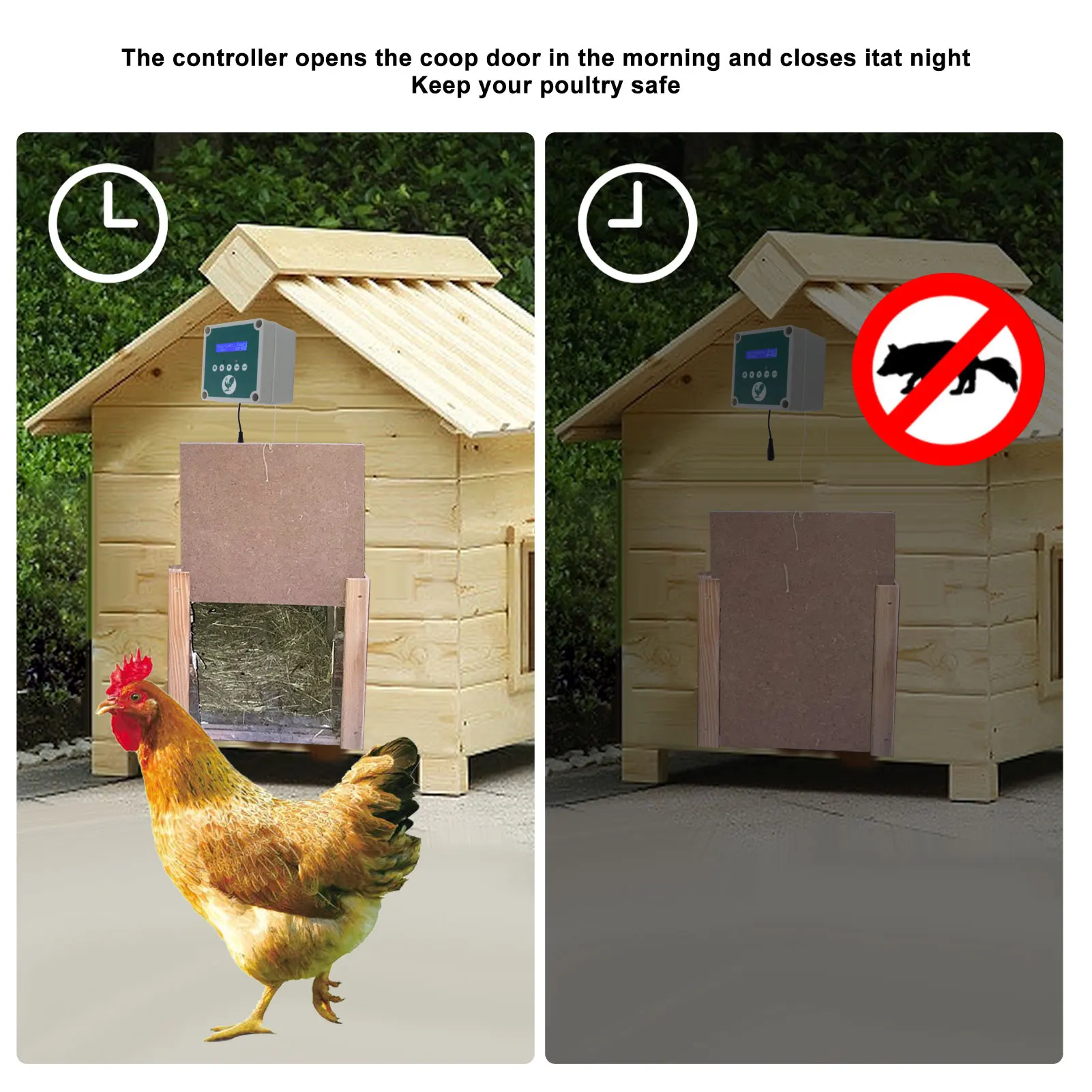 Electric Poultry House Door Motor Kit IP44 Waterproof Light Sensor Mode Automatic Chicken Coop Door Opener for Farm No Battery