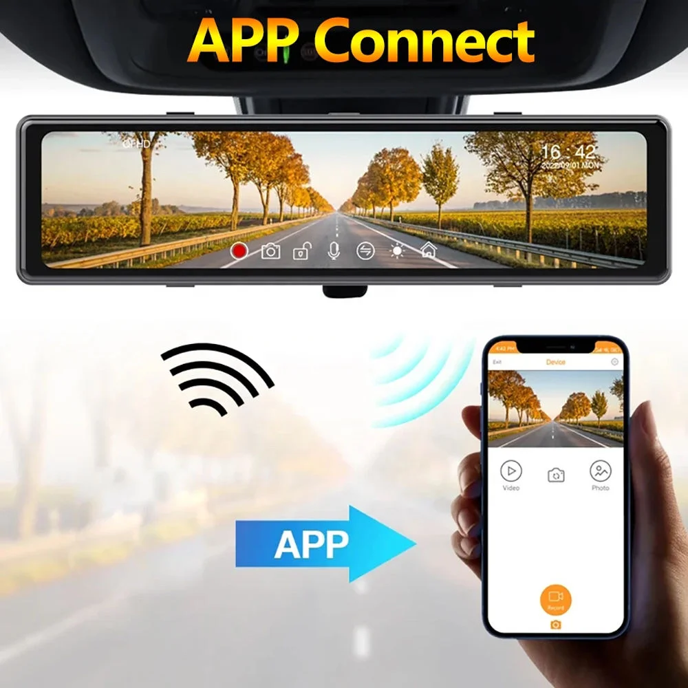 IPoster 12 Inch Dash Cam WIFI GPS Track HD Camera 360 View System Car DVR Rear View Mirror Recorder 4 Channel 1080P Video Kit view 5