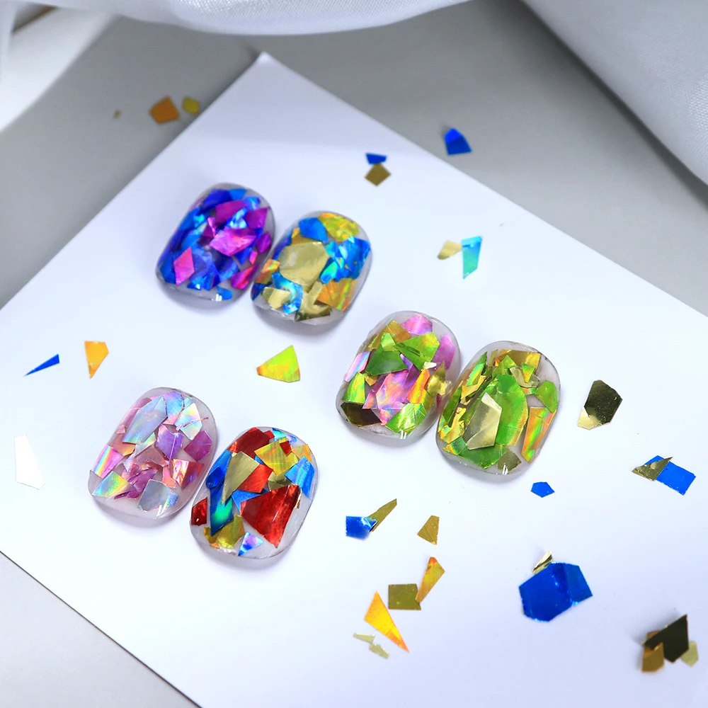 Holographic Irregular Flakes Nail Art Parts Mixed Broken Glass Sequins Manicure DIY Accessories Christmas Style Nails Design