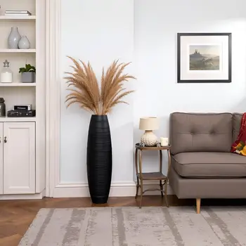 優雅的27.5吋落地花瓶,堅固耐用,表面紋理設計,適合擺放裝飾枝條和乾燥花。 8 best sales 手提包花瓶 - №7