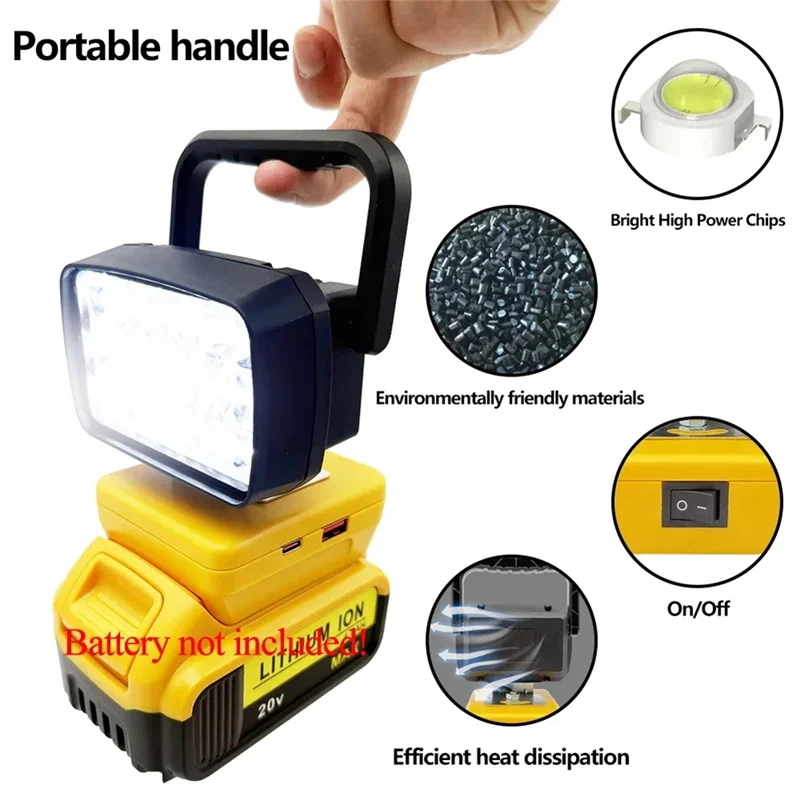 A91P Portable Lanterns Spotlight For  18V 20V Li- Battery Camp Emergency Light