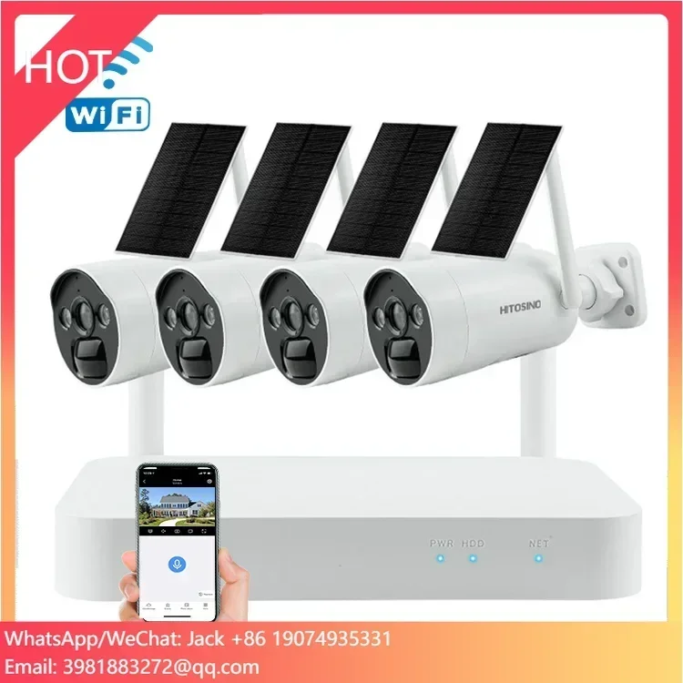 

HITOSINO 3MP HD Solar Wifi Two-way Audio PIR Alarm Outdoor Security Camera System Wireless 8ch NVR Kit