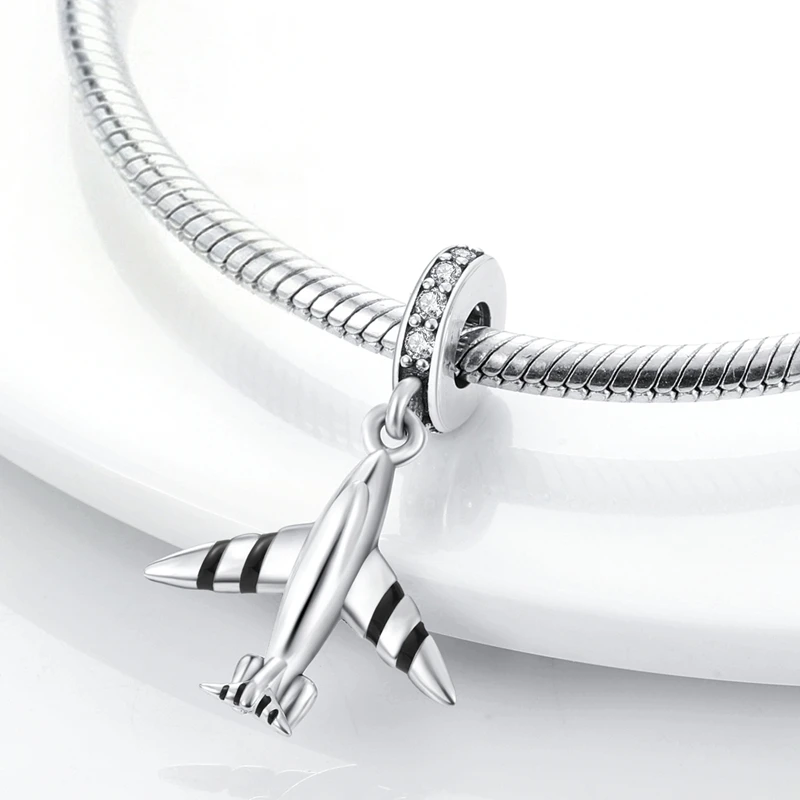 Architektur-Serie 925 Sterling Silber Charms Perlen Flugzeug Reisepass Anhänger Passend für Original Armband Frauen Mädchen DIY Party Geschenke – Detail 20