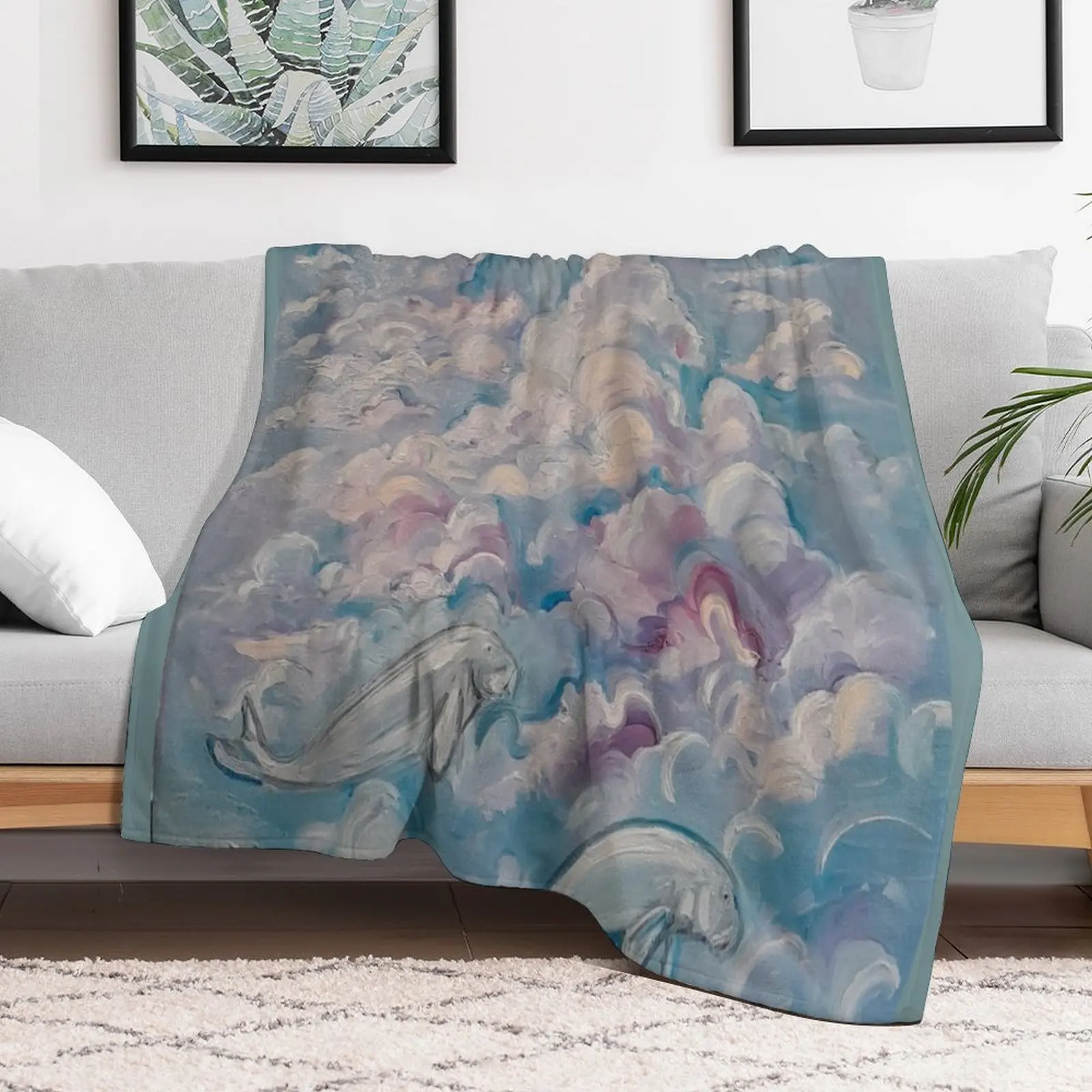 Manatee Sky Throw Blanket Furrys Plaid Warm bed plaid Blankets