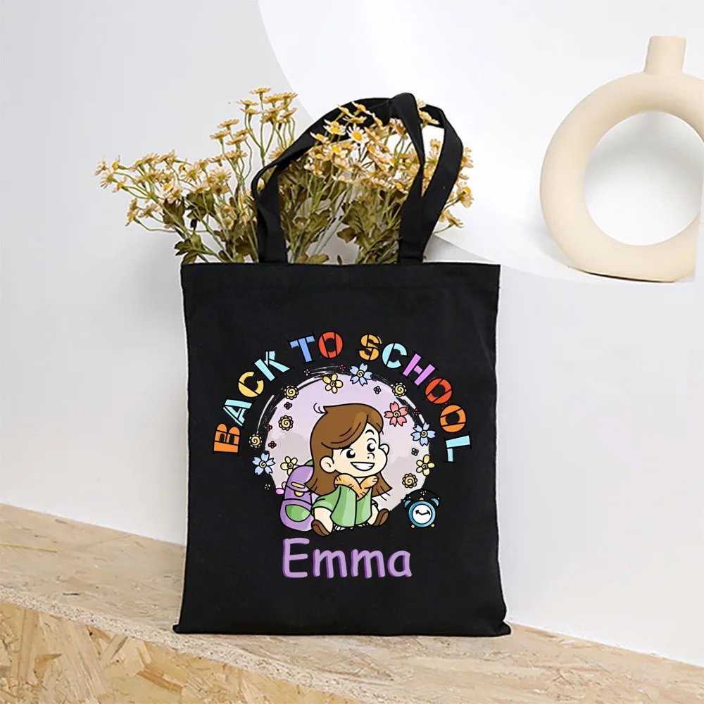 Personalizza la borsa tote Ritorno a scuola Borse tote con stampa modello Nome personalizzato Borsa portatile Regalo per il ritorno a scuola per gli