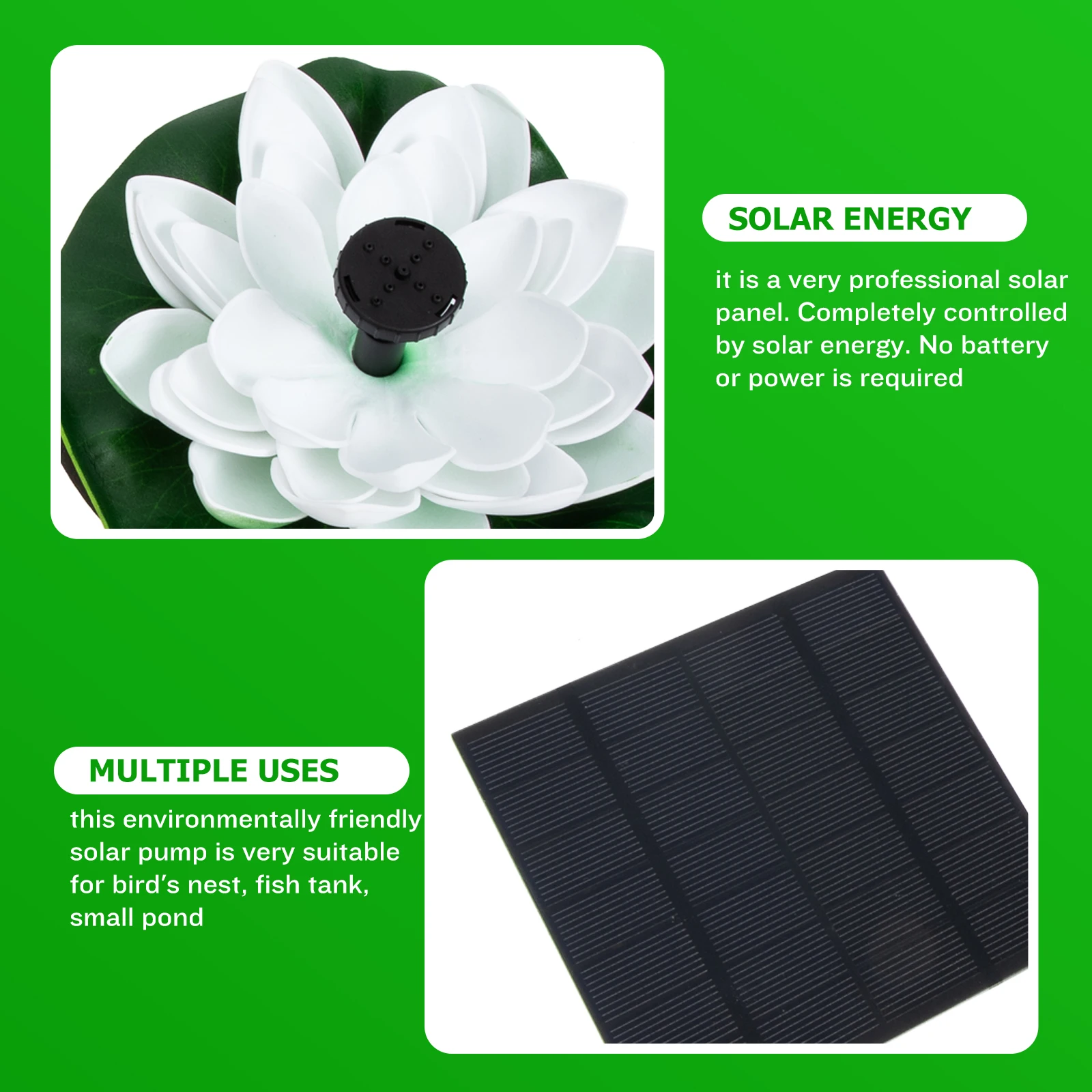 

Garden Solar Fountain Lotus Outdoor Pond Floating Solar Powered Durable ABS Material for Fishpond Landscape Garden Pond Fountain