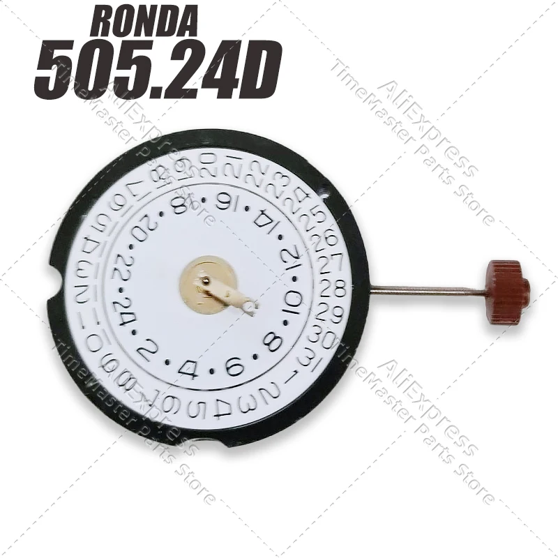 Ronda 505.24D movimiento de cuarzo 3 manecillas 24 horas disco fecha reloj piezas de reparación Accesorios