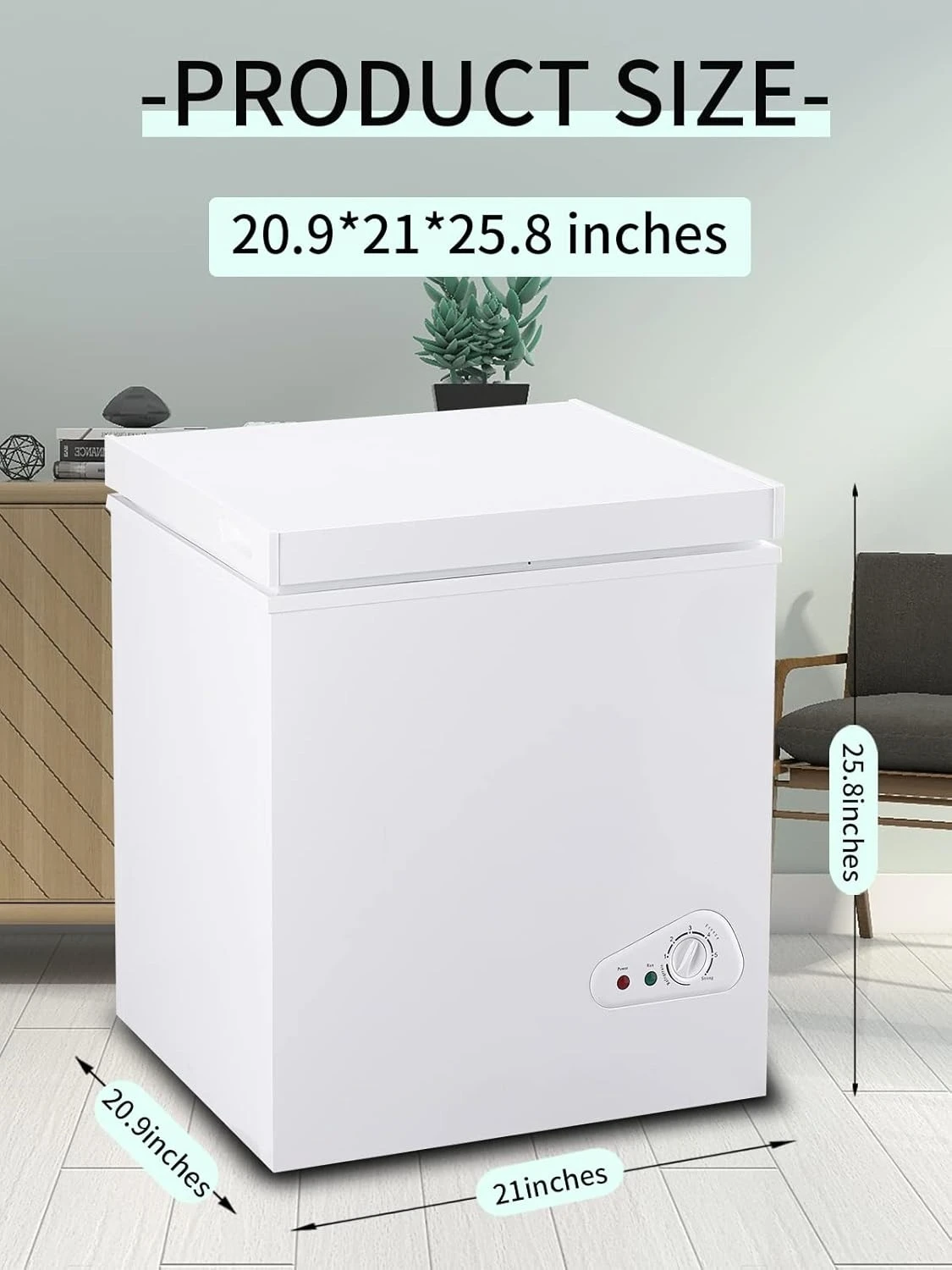 with a Removable Basket, for House,3.5 Cu.Ft Chest Freezer 7 Gears Temperature Control(-18°F to -46°F), Deep Compact Freezer