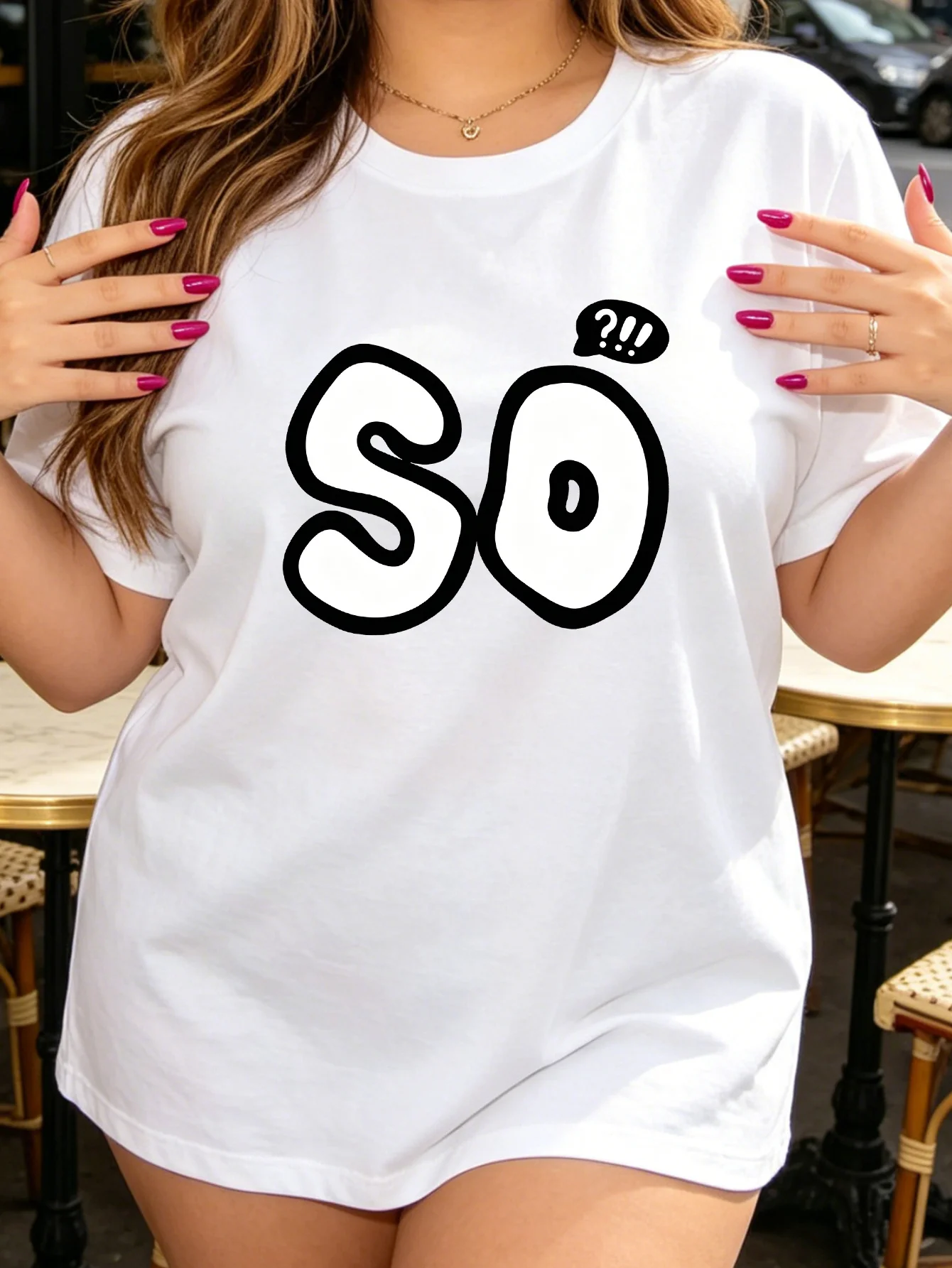 Cute So Letter Print Question Mark Speech Bubble Funny Slogan Graphic Ladies T Shirt Short Sleeve Crew Neck Casual Tee Tops