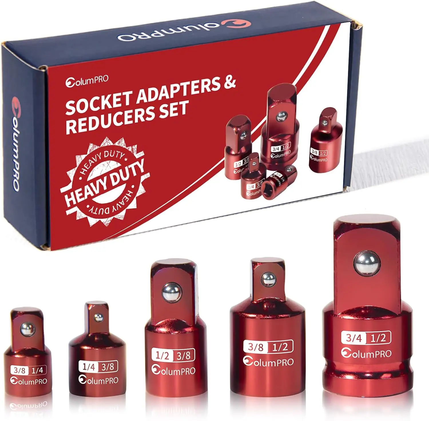 

5PCS Impact Socket Adapter Set, Socket Converter & Reducer, 1/2 to 3/4, 1/2 to 3/8, 3/8 to 1/4