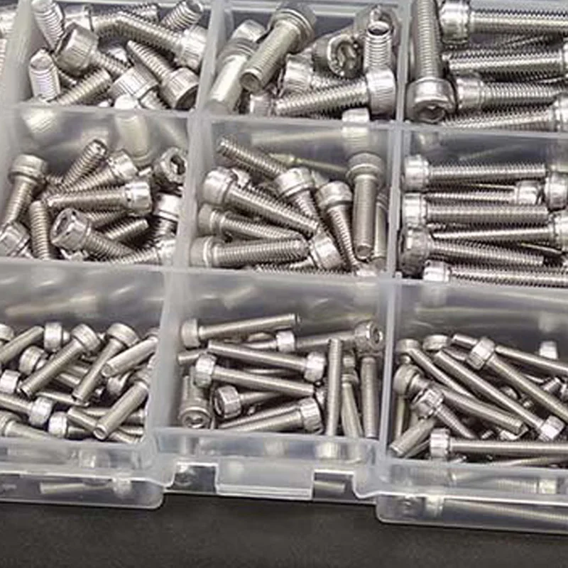 440PCS M3 M4 M5 Hex Hexagon Socket Cap Head Screws Set 304 Stainless Steel DIN912 Allen Screw Bolt and Nut Assortment kit