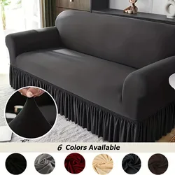 1pc High Stretch Sofa Cover for Living Room, Spandex Corner Sofa Covers with Skirt, Dustproof, Non-Slip, Slipcover for Home, Hot