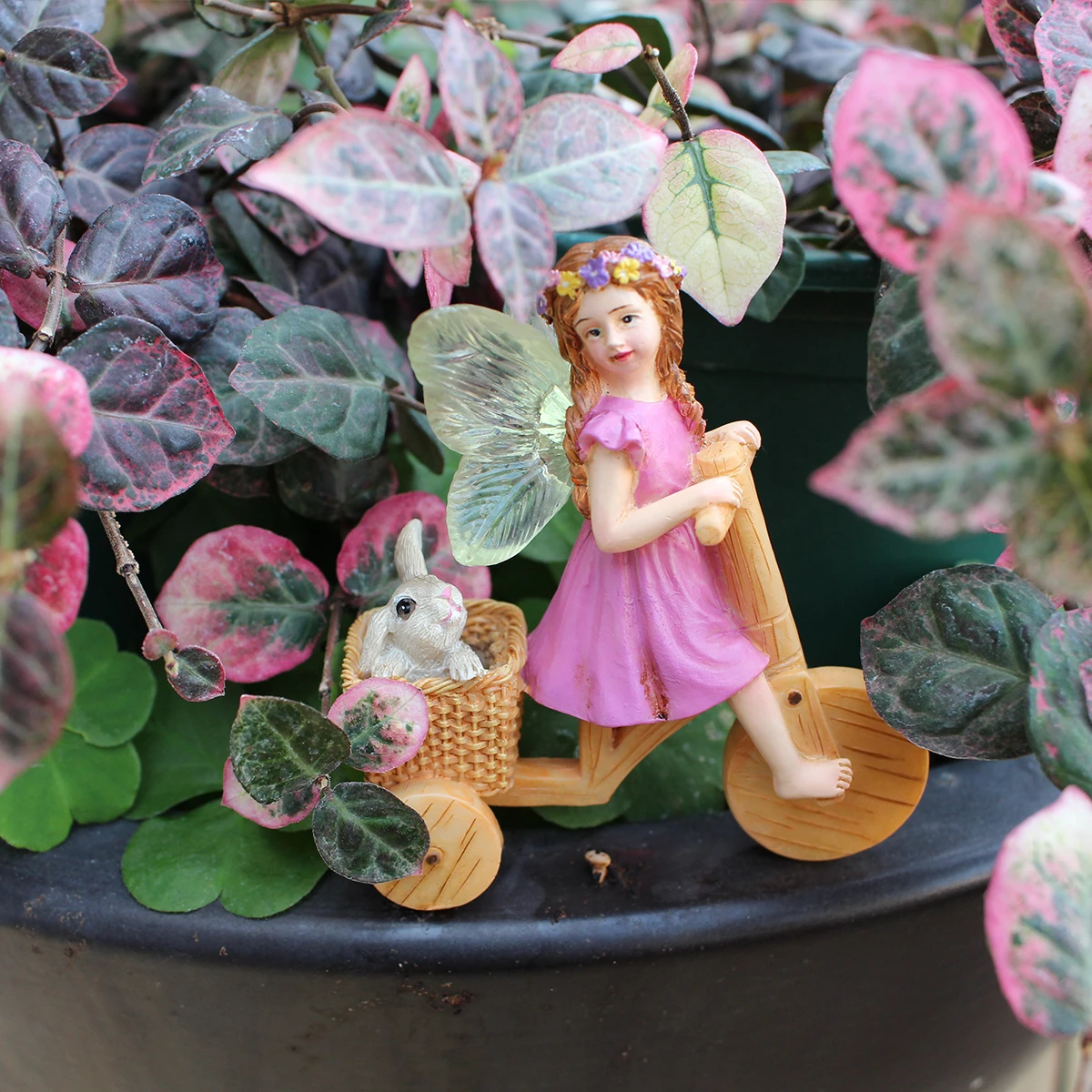 1PC/Cycling Flower Fairy - Garden Courtyard Succulent Pottery Decoration Resin Crafts - Rural Bonsai Style