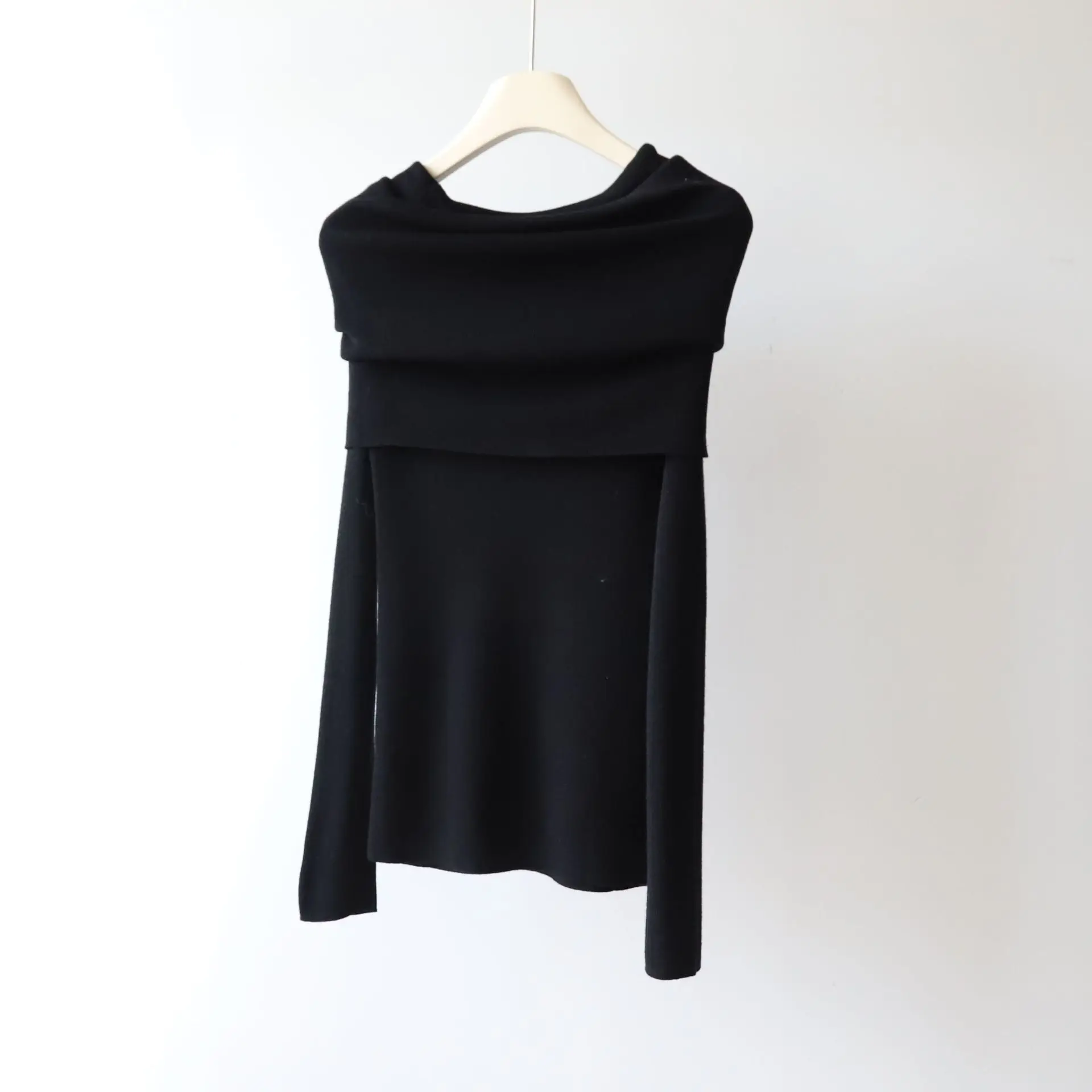 

Женский трансформируемый топ с высоким воротником и открытыми плечами, вязаное боди с длинными рукавами, зимнее многослойное боди