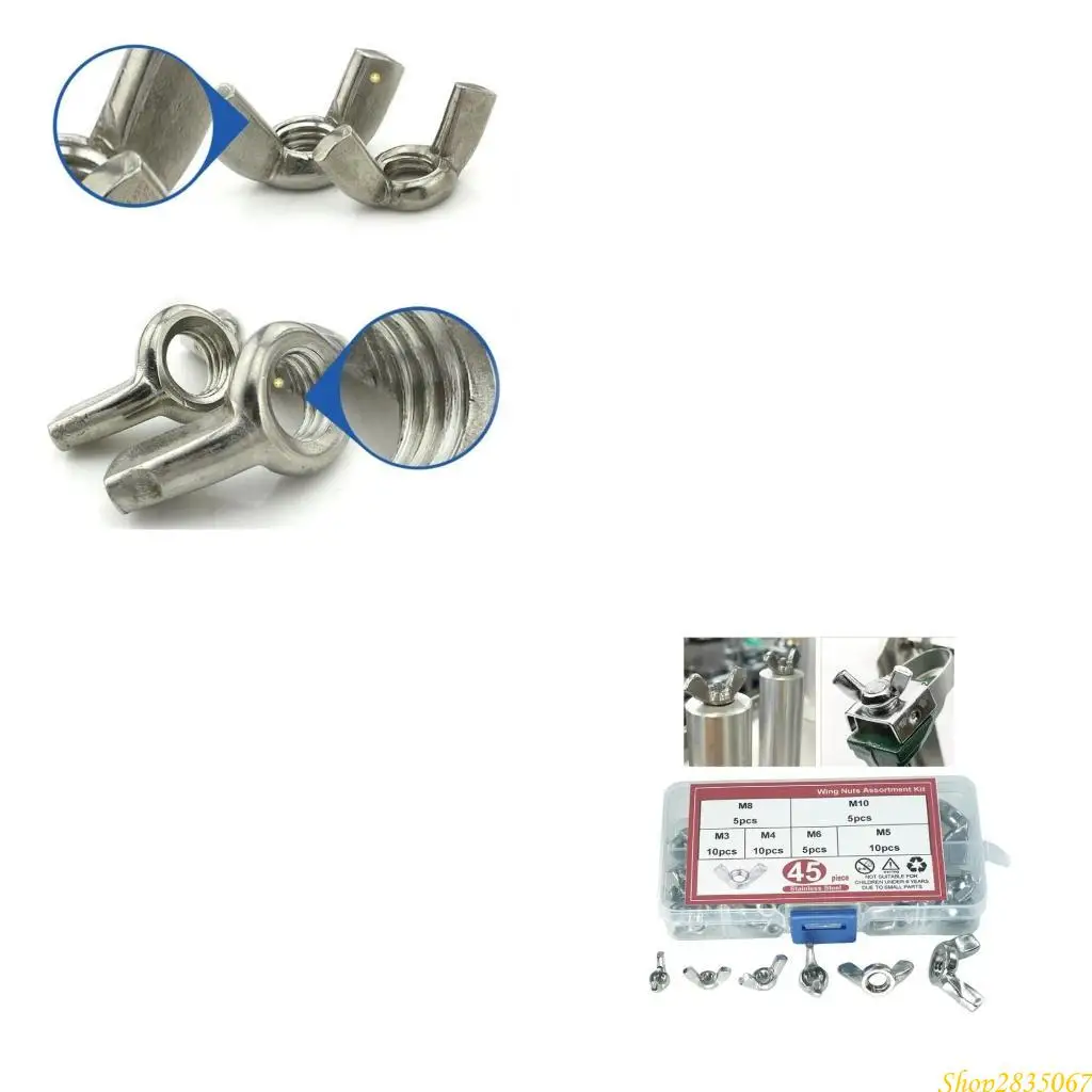 Upgrades Steel Wing Nut Set Steel Hand Tighten Nut Set for Auto & Electronics 831F