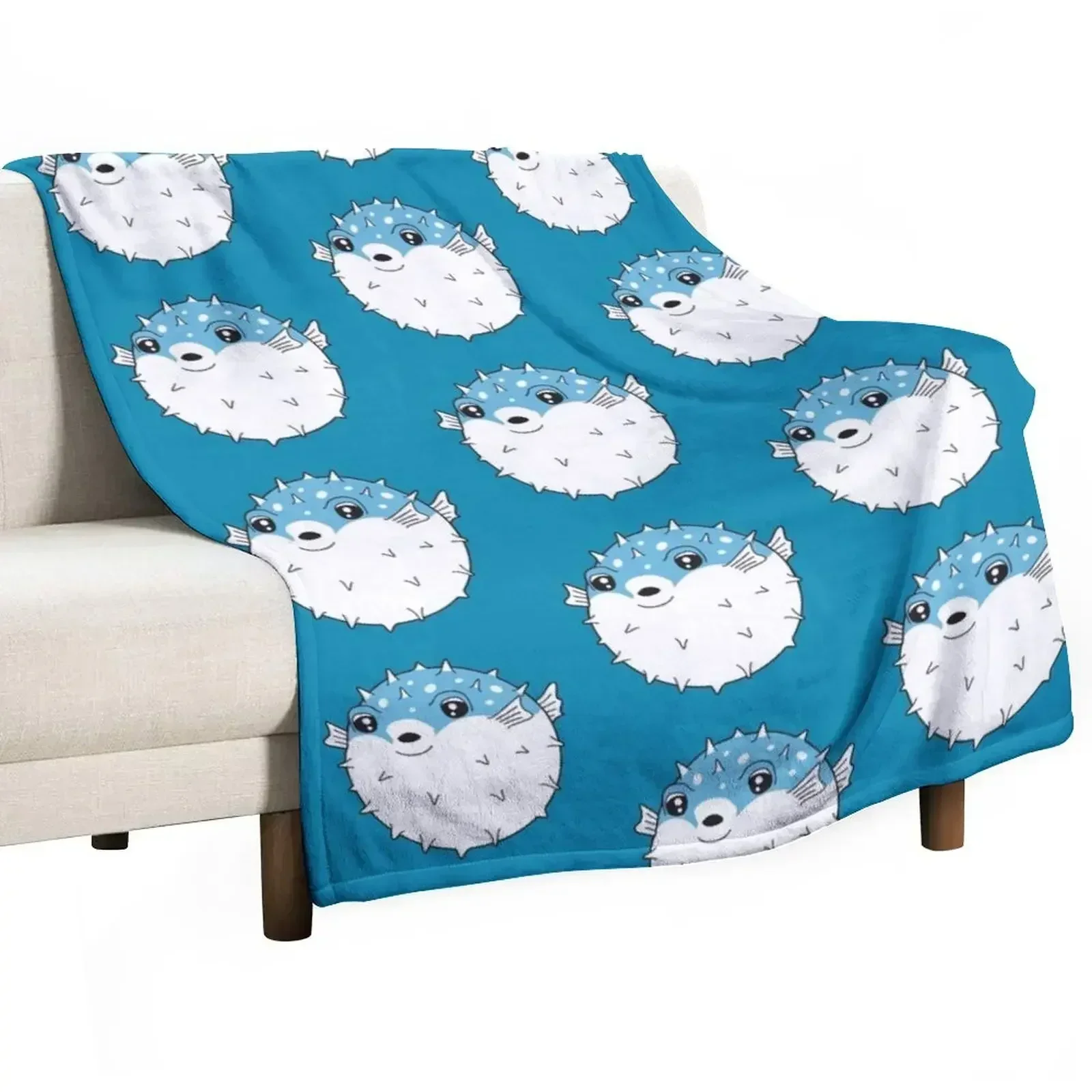 Fugu puffer fish Throw Blanket Plaid Softest Vintage Hair Shaggy for babies Blankets