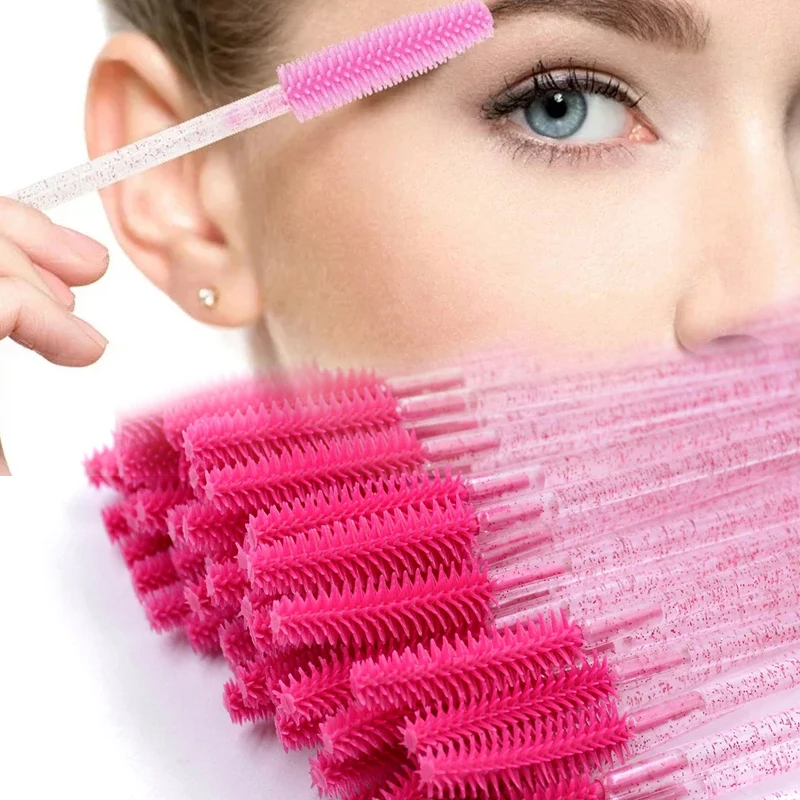 50 cepillos para rímel de pestañas, cucharas, cepillos de cristal para extensiones de pestañas, cejas, viajes y salón de belleza