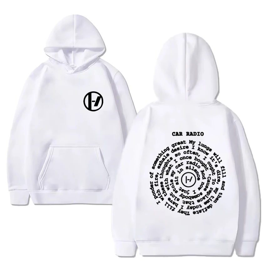 Music group Twenty One Pilots Car Radio song Double Sided printed streetwear Men Women vintage Hoodie Unisex Fleece pullovers