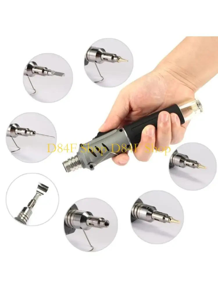 D84F Soldering Iron 10 In 1 Portable Cordless Welding Micro Solder Torch Heat-Gun Interchangeable Pen Tips