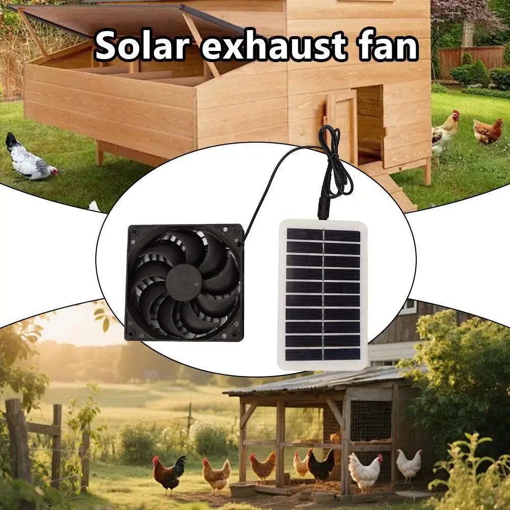 2W Solar Exhaust Fan Air Blower High Speed Ventilator Energy-saving Anti-Mosquito Design Kitchen Bathroom Chicken/Duck Coop