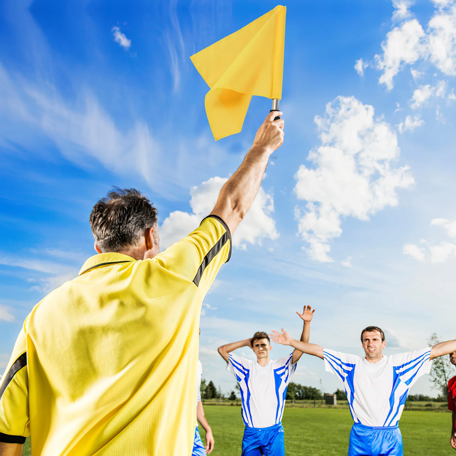 

4pcs Soccer High-Visibility Match Flag Stainless Steel Pole Comfortable Grip Sports Activities Volleyball Referee Equipment